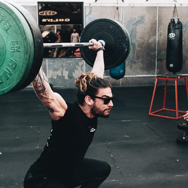 Weight training area with free weights and machines